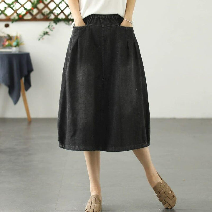 Summer Minimalist Casual Loose Denim Skirt - ZYLIRA