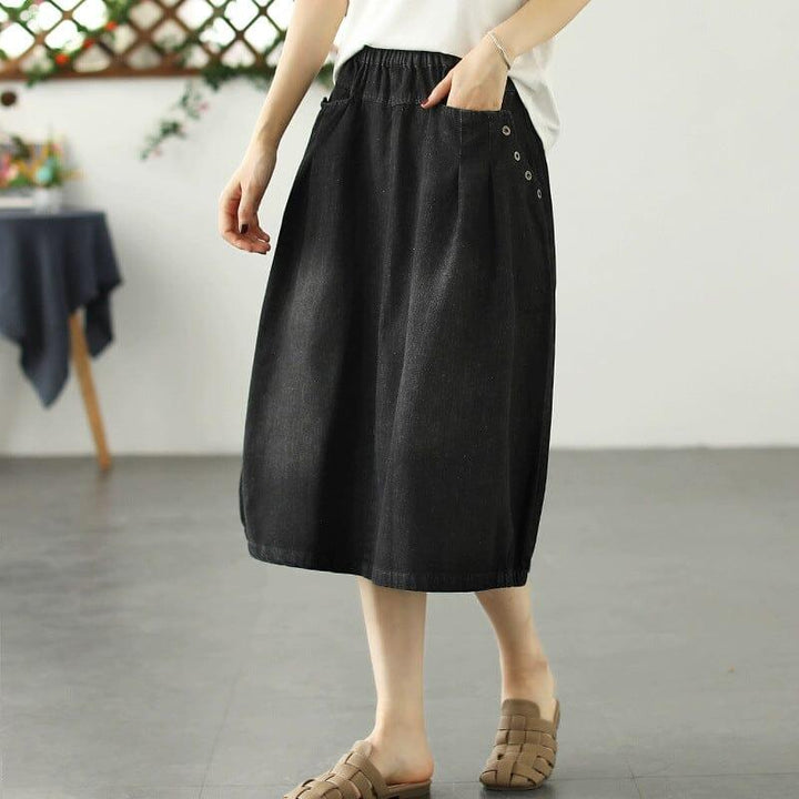 Summer Minimalist Casual Loose Denim Skirt - ZYLIRA