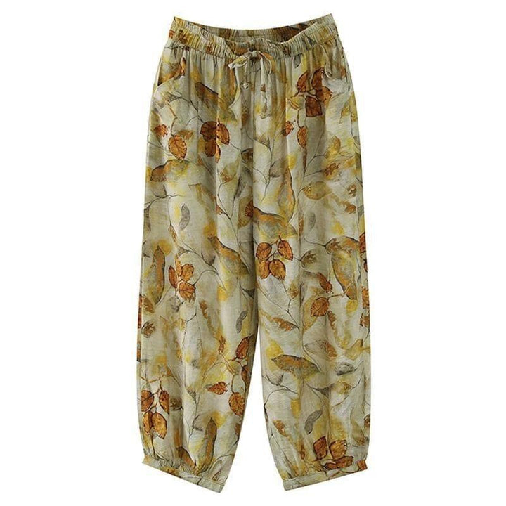 Summer Retro Print Loose Cotton Linen Pants - ZYLIRA