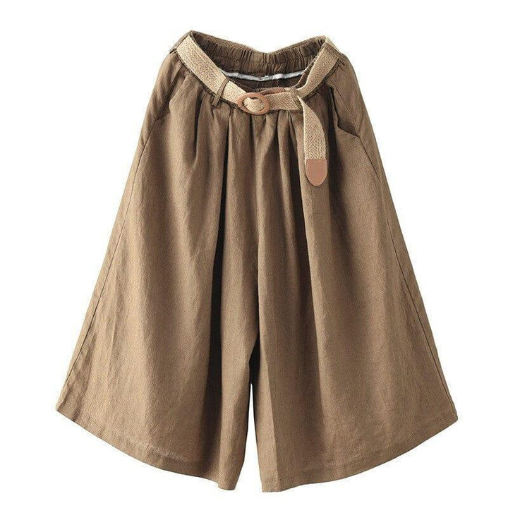 Summer Retro Solid Linen Loose A-Line Skirt - ZYLIRA