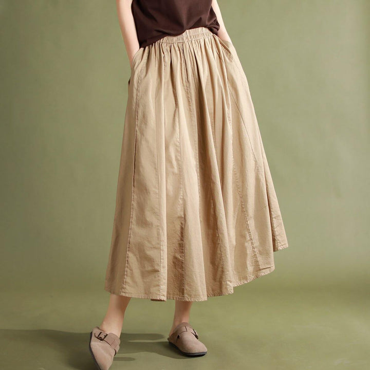 Summer Solid Casual Patchwork Cotton Skirt - ZYLIRA