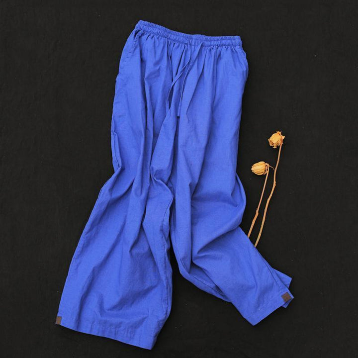 Summer Spring Ramie Solid Sand Wash Ankle-Length Pants - ZYLIRA