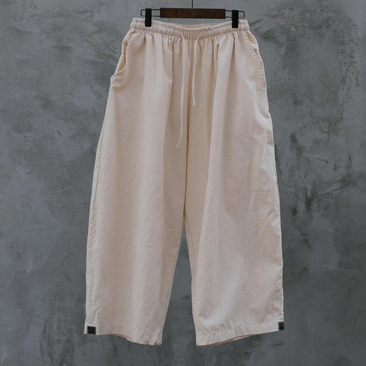 Summer Spring Ramie Solid Sand Wash Ankle-Length Pants - ZYLIRA