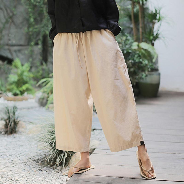 Summer Spring Ramie Solid Sand Wash Ankle-Length Pants - ZYLIRA