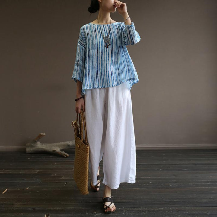 Summer White Cotton Straight Wide Leg Pants - ZYLIRA