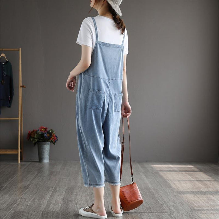 Summer Women Patchwork Tencel Denim Jumpsuit - ZYLIRA