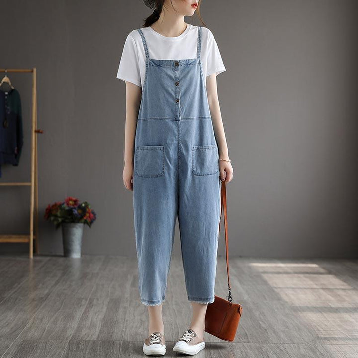 Summer Women Patchwork Tencel Denim Jumpsuit - ZYLIRA