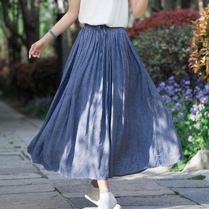 Sweet Half Cotton And Linen Tie-Dye Skirt - ZYLIRA