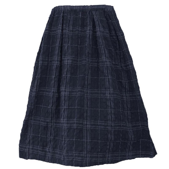 ZYLIRA Thin Cotton Retro Plaid Linen Skirt - ZYLIRA