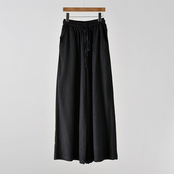 Tie-Up Cotton Linen Culottes Pants - ZYLIRA