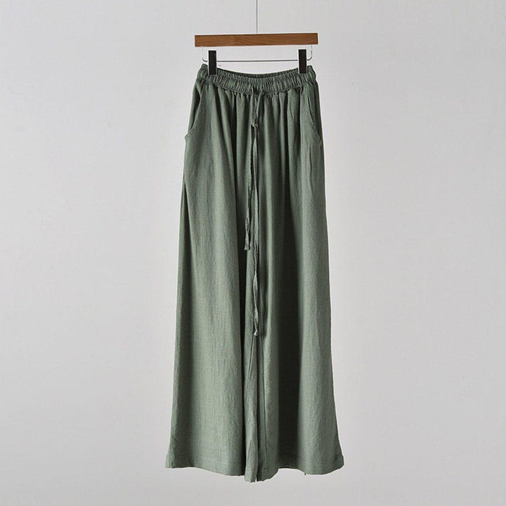 Tie-Up Cotton Linen Culottes Pants - ZYLIRA