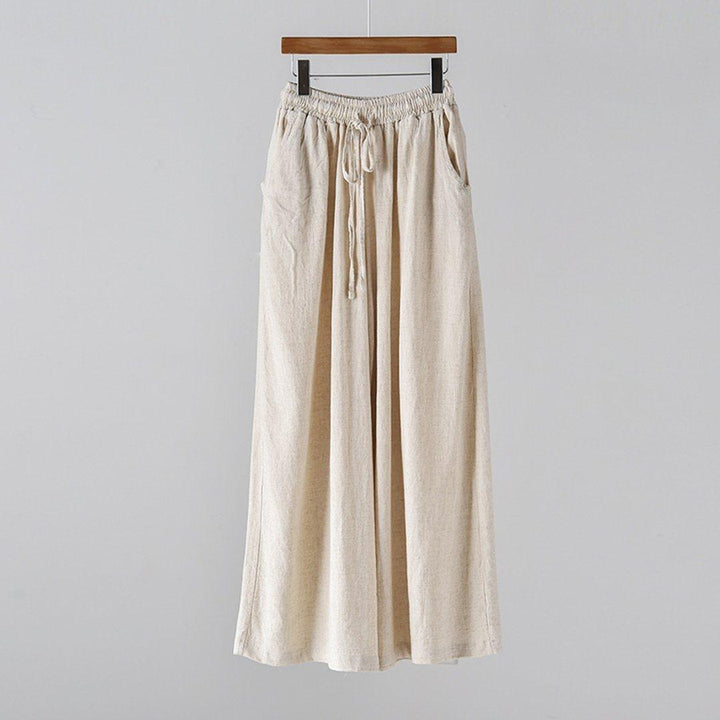 Tie-Up Cotton Linen Culottes Pants - ZYLIRA