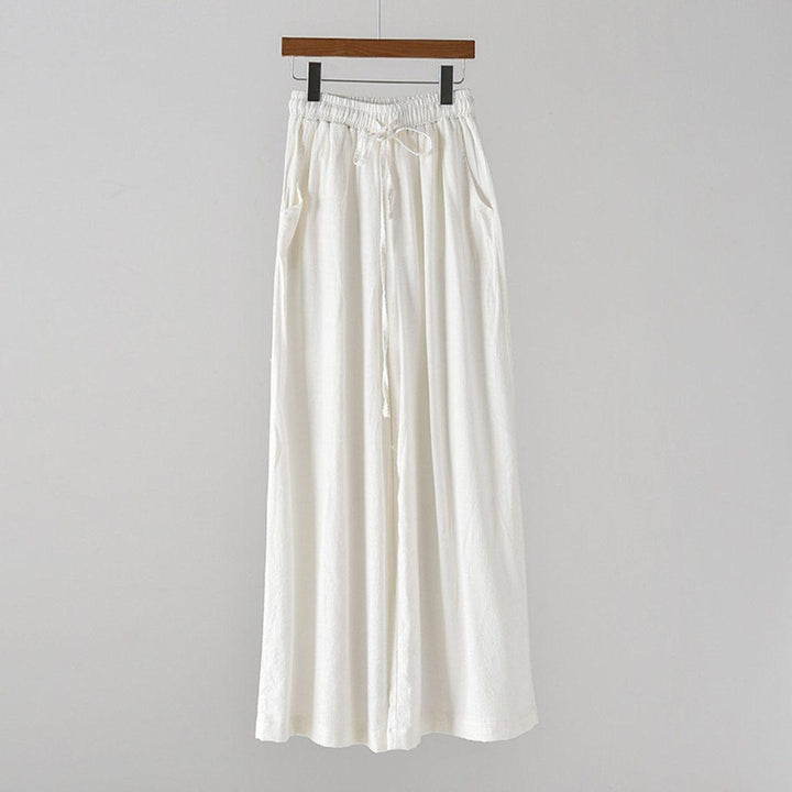 Tie-Up Cotton Linen Culottes Pants - ZYLIRA