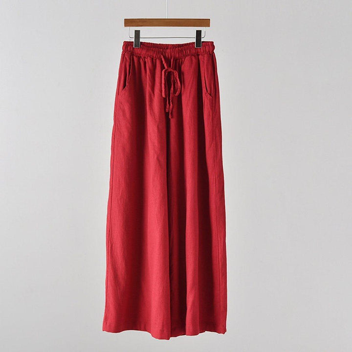 Tie-Up Cotton Linen Culottes Pants - ZYLIRA