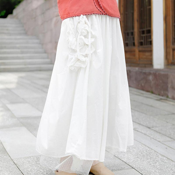 Vintage Elegant Multilayer Lace Floral Decorated Cotton Skirt - ZYLIRA