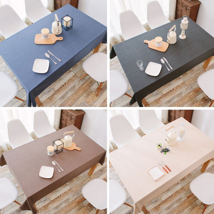 Waterproof Linen Rectangle Solid Tablecloth Anti-scalding Tableware - ZYLIRA