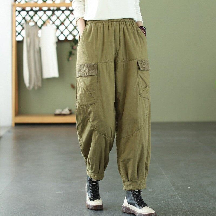 Winter Casual Minimalist Loose Cotton Quilted Pants - ZYLIRA