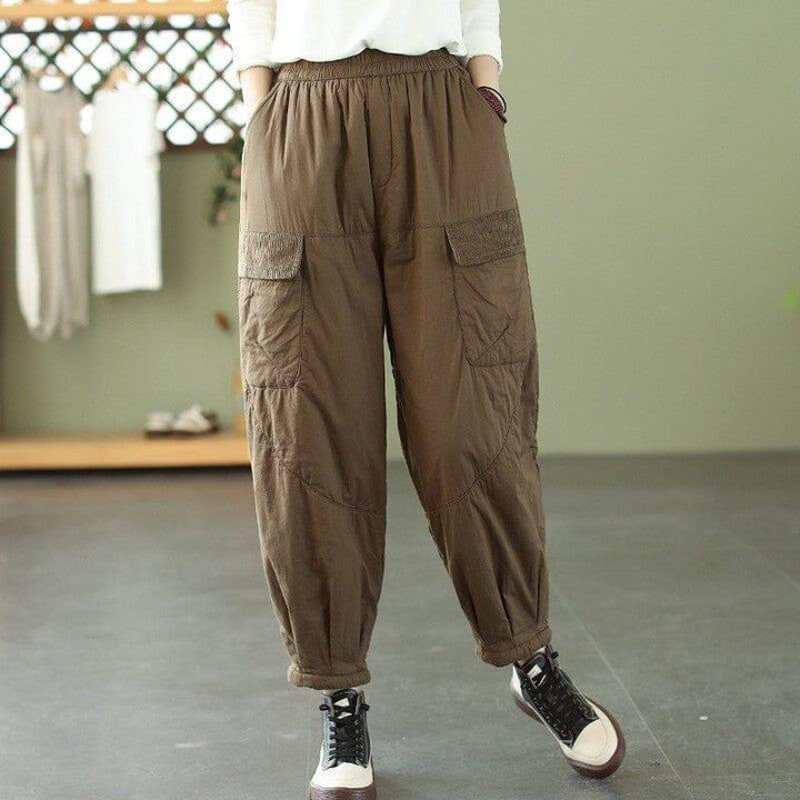 Winter Casual Minimalist Loose Cotton Quilted Pants - ZYLIRA