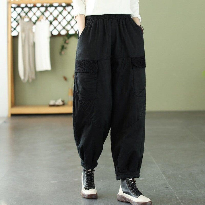 Winter Casual Minimalist Loose Cotton Quilted Pants - ZYLIRA