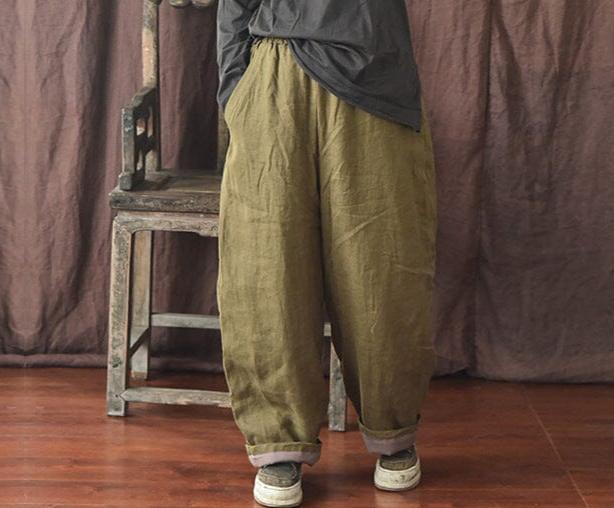 Winter Cotton Quilted Retro Loose Linen Pants - ZYLIRA