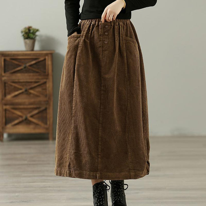 Winter Retro A-Line Corduroy Loose Skirt - ZYLIRA