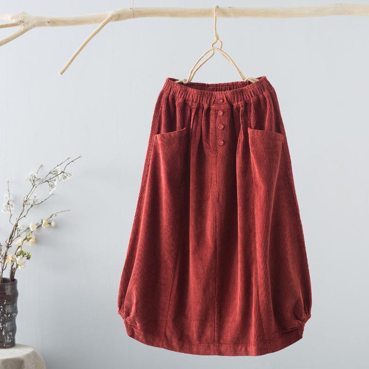 Winter Retro A-Line Corduroy Loose Skirt - ZYLIRA