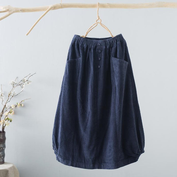 Winter Retro A-Line Corduroy Loose Skirt - ZYLIRA