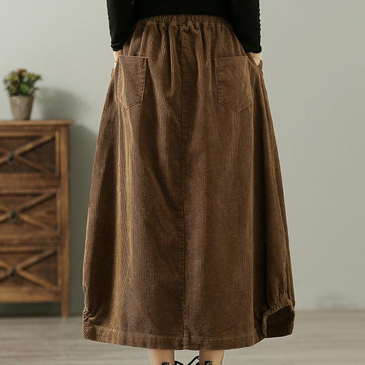 Winter Retro A-Line Corduroy Loose Skirt - ZYLIRA