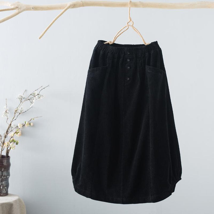 Winter Retro A-Line Corduroy Loose Skirt - ZYLIRA