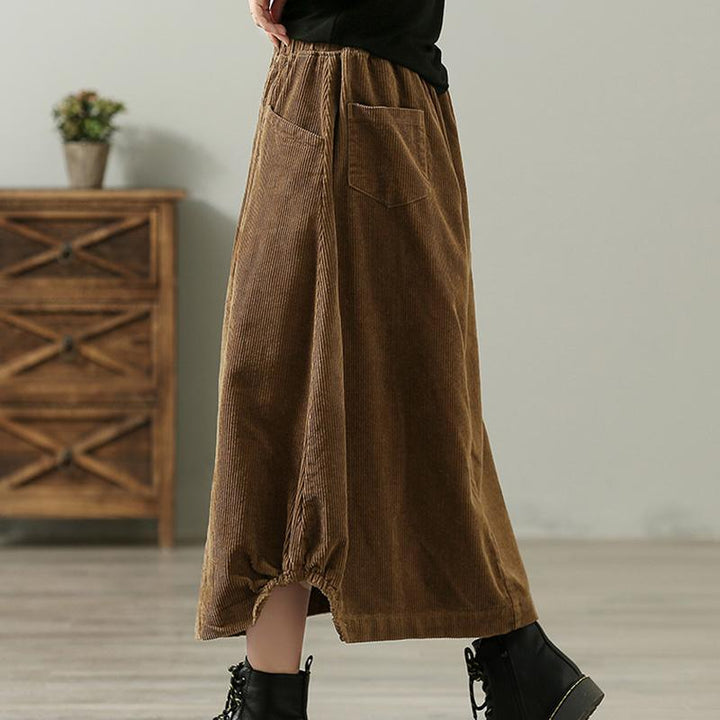 Winter Retro A-Line Corduroy Loose Skirt - ZYLIRA