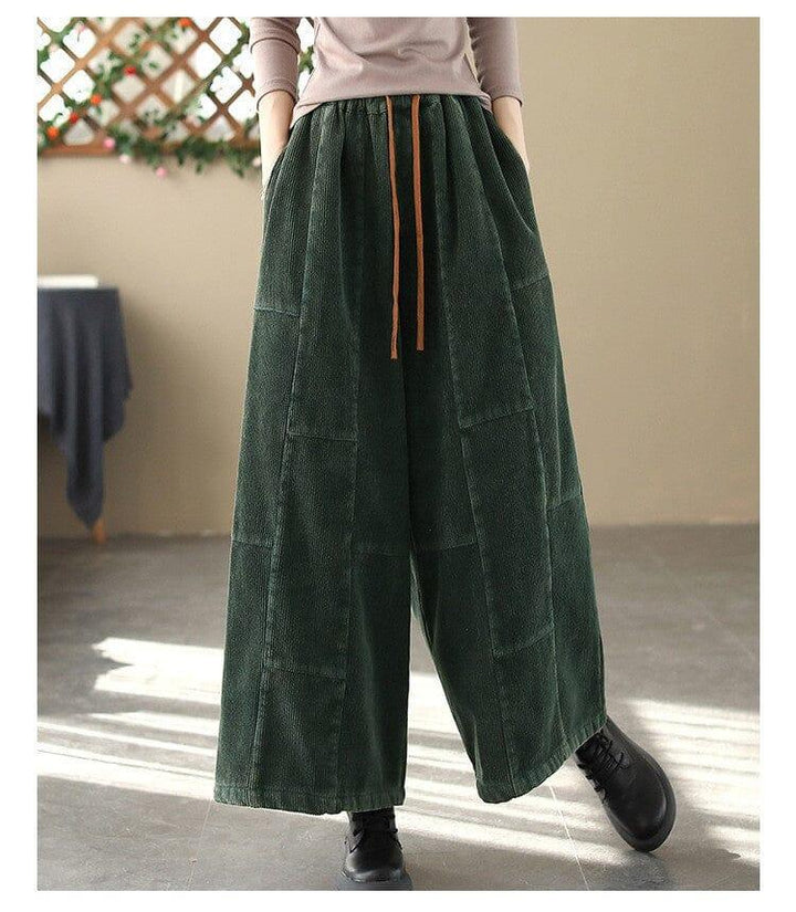 Winter Retro Corduroy Furred Loose Wide Leg Pants - ZYLIRA