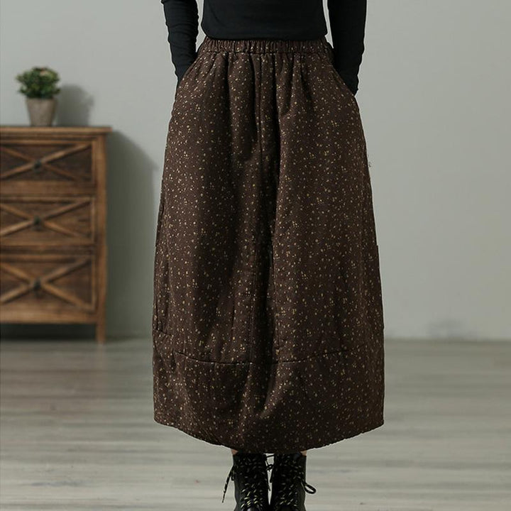 Winter Retro Floral Casual Loose Cotton Linen Skirt - ZYLIRA