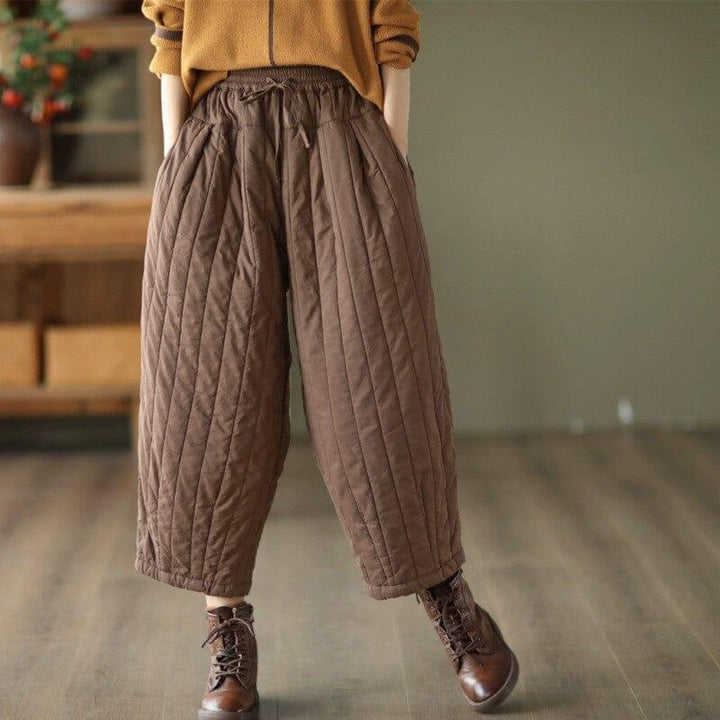 Winter Retro Loose Casual Minimalist Cotton Quilted Pants - ZYLIRA