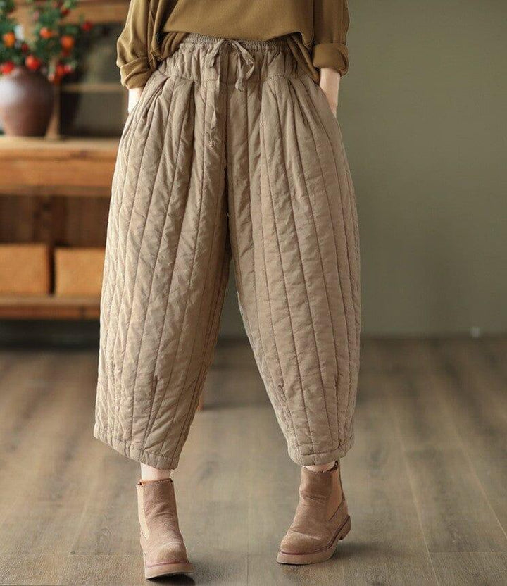 Winter Retro Loose Casual Minimalist Cotton Quilted Pants - ZYLIRA