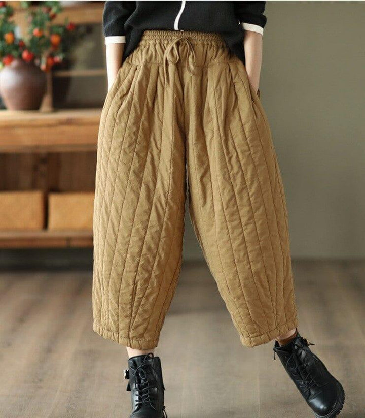 Winter Retro Loose Casual Minimalist Cotton Quilted Pants - ZYLIRA