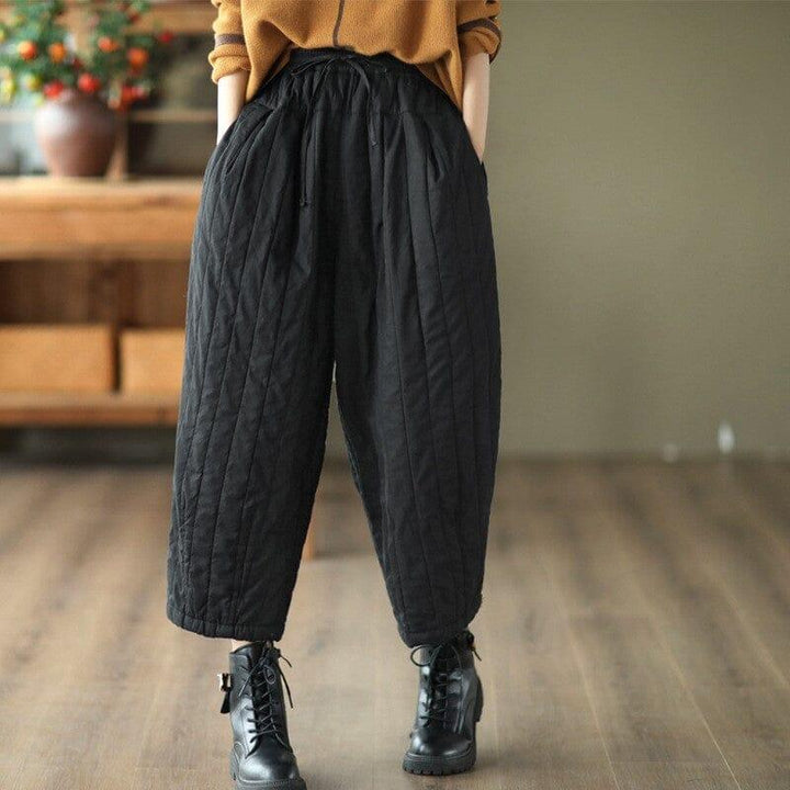 Winter Retro Loose Casual Minimalist Cotton Quilted Pants - ZYLIRA