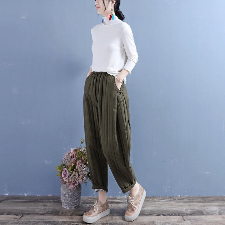 Winter Retro Padded Cotton Linen Loose Pants - ZYLIRA