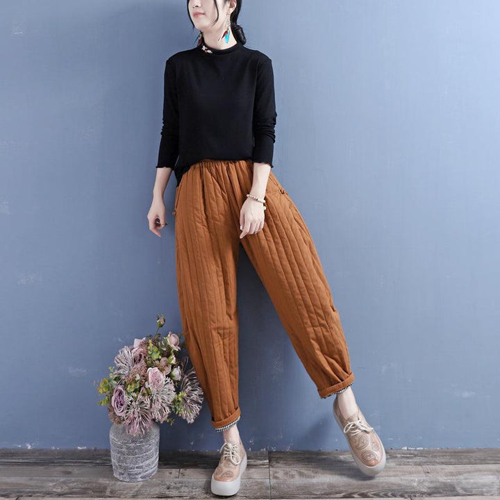 Winter Retro Padded Cotton Linen Loose Pants - ZYLIRA