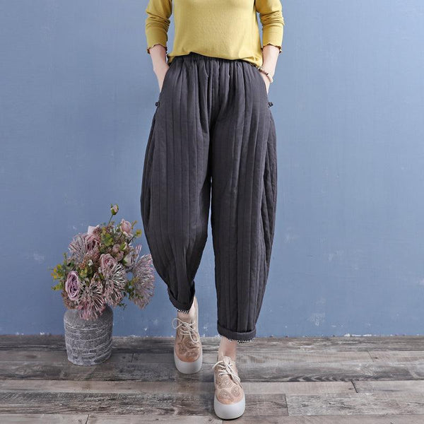 Winter Retro Padded Cotton Linen Loose Pants - ZYLIRA