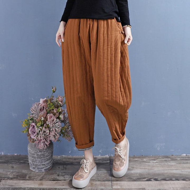 Winter Retro Padded Cotton Linen Loose Pants - ZYLIRA