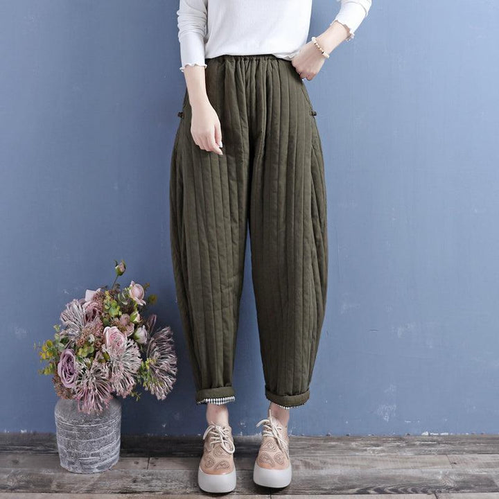 Winter Retro Padded Cotton Linen Loose Pants - ZYLIRA