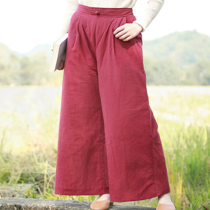 Winter Thick Casual Loose Cotton Linen Wide Leg Pants - ZYLIRA