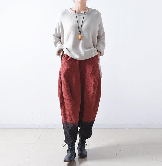 Women Autumn Loose Gradient Cotton Linen Pants - ZYLIRA