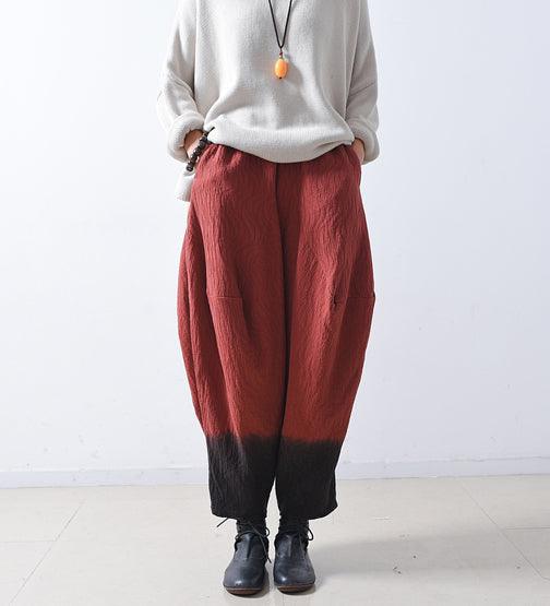 Women Autumn Loose Gradient Cotton Linen Pants - ZYLIRA