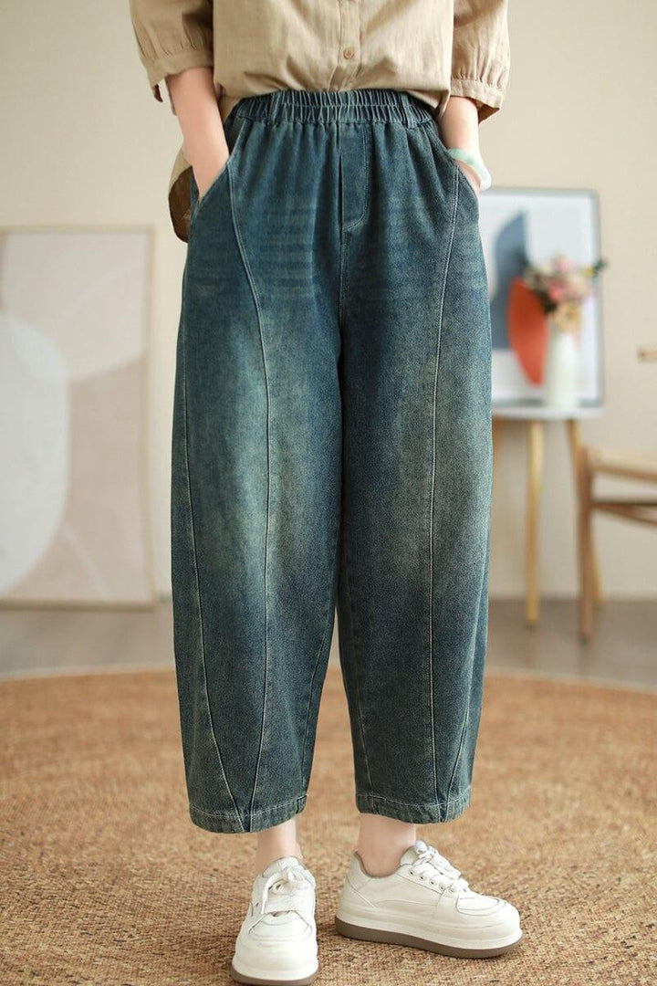 Women Autumn Retro Loose Harem Jeans - ZYLIRA