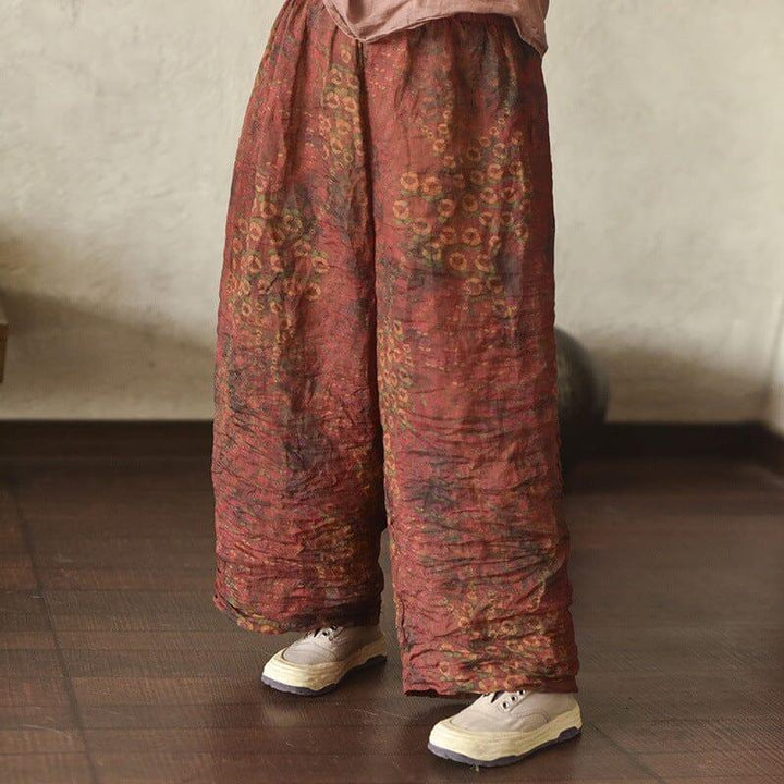 Women Spring Retro Pleated Linen Wide Leg Pants - ZYLIRA