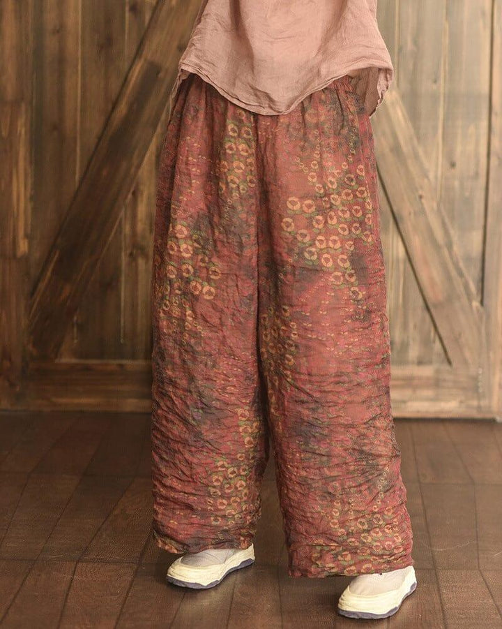 Women Spring Retro Pleated Linen Wide Leg Pants - ZYLIRA