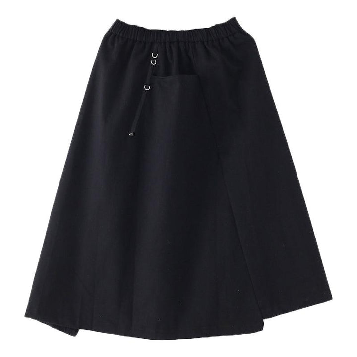 Women Autumn Solid Black Cotton A-Line Skirt - ZYLIRA