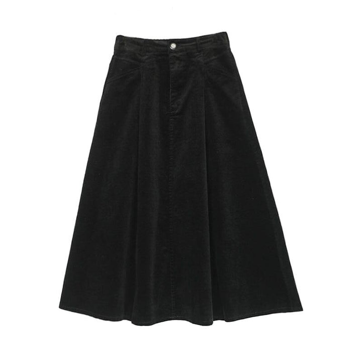 Women Autumn Solid Corduroy Casual A-Line Skirt - ZYLIRA