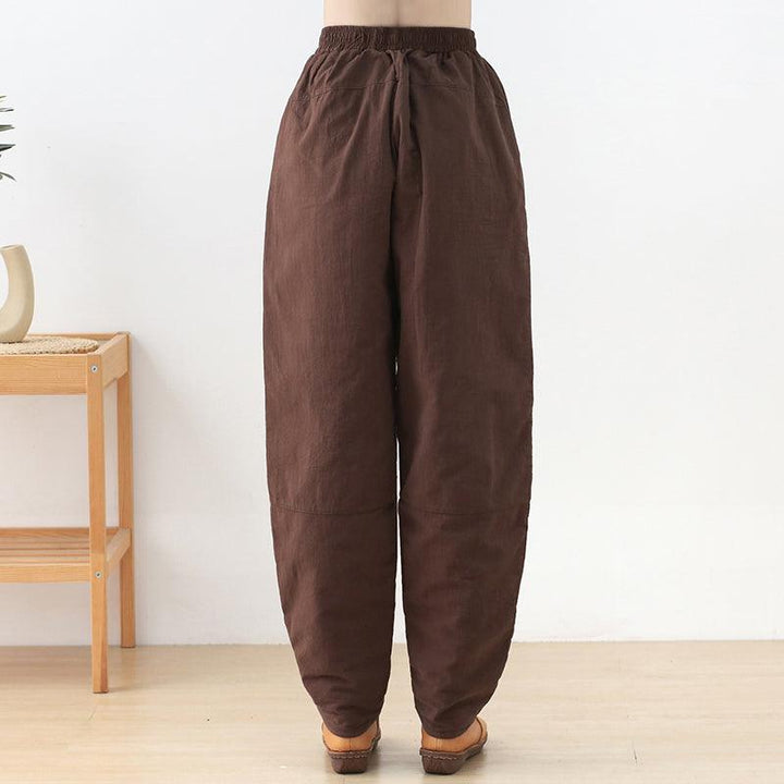 Women Autumn Winter Linen Retro Cotton Padded Pants - ZYLIRA